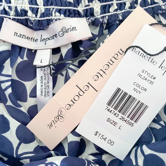 Nanette Lepore Swim Coverup Dress L Blue Cherry Retro - Picture 6 of 6